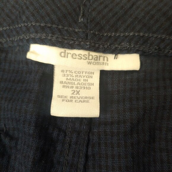 Dressbarn Shorts Plus Size 2X Shorts Blue Plaid Elastic Drawstring Rayon Cotton - Picture 6 of 8